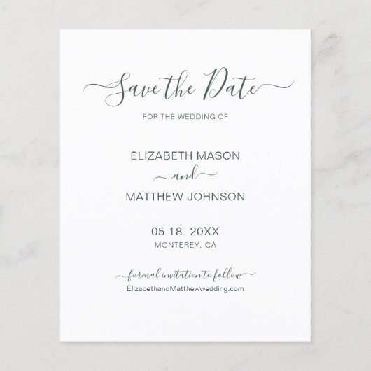 Budget Modern Script Foto Groen De datum opslaan (Achterkant)