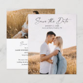 Budget Modern Script Foto Huwelijk Save The Date (Voorkant / Achterkant)
