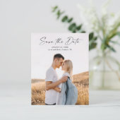 Budget Modern Script Foto Huwelijk Save The Date (Staand voorkant)