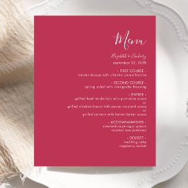 Budget Modern Script Magenta Wedding Menu