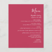 Budget Modern Script Magenta Wedding Menu (Voorkant)