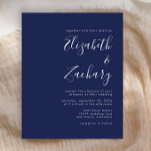 Budget Modern Script Navy Blue Wedding
