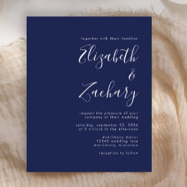 Budget Modern Script Navy Blue Wedding