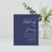 Budget Modern Script Navy Blue Wedding Invite (Staand voorkant)