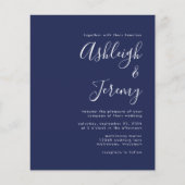 Budget Modern Script Navy Blue Wedding Invite (Voorkant)