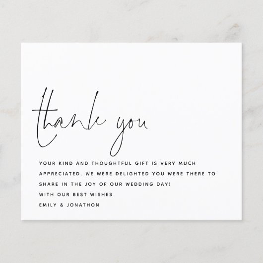 Budget Modern Script Photo Weddenschap Bedankt (Voorkant)