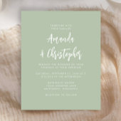 Budget Modern Script Sage Green Wedding Invitation