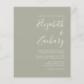 Budget Modern Script Saliegroen Trouwuitnodiging (Voorkant)