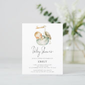 Budget Modern Script Schattige Ooievaar en Baby sh (Staand voorkant)