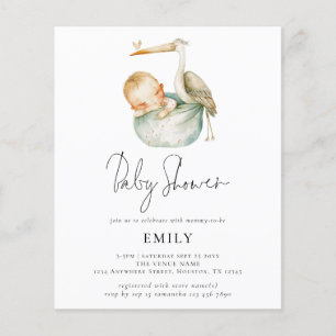 Budget Modern Script Schattige Ooievaar en Baby sh