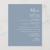 Budget Modern Script Stofblauwe Trouwmenu (Voorkant)