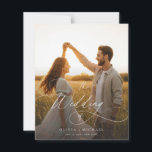 Budget Modern Script Sunset Foto Huwelijksuitnodig<br><div class="desc">Omarm betaalbare tijdloze elegantie met onze Budget Modern Script Sunset Photo Wedding Invites. Met een huwelijksuitnodiging met een zacht,  romantisch strandthema en een elegant script.</div>