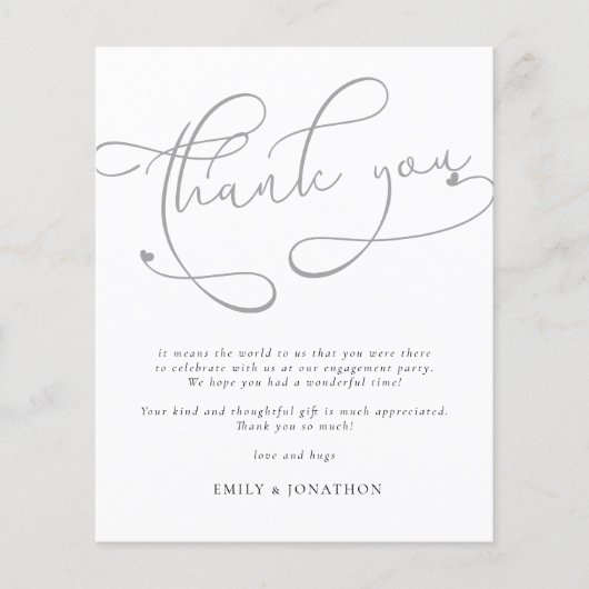 Budget modern script Verloving - Dank u (Voorkant)