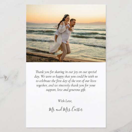 Budget Modern Script Weddenschap Foto Dank u (Achterkant)