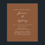 Budget Modern Sienna Script Wedding Uitnodiging<br><div class="desc">Budgetminimalist Modern Sienna Brown Script Wedding Uitnodiging</div>