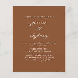 Budget Modern Sienna Script Wedding Uitnodiging