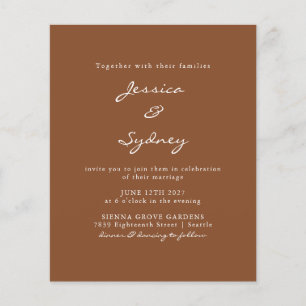 Budget Modern Sienna Script Wedding Uitnodiging