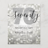 Budget Modern Silver 70th Birthday Party nodigt ui Flyer (Voorkant)