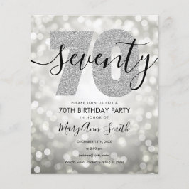 Budget Modern Silver 70th Birthday Party nodigt ui Flyer