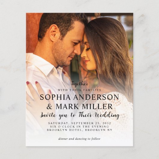 Budget Modern Stijlvol 2 Foto Wedding Uitnodiging (Voorkant)