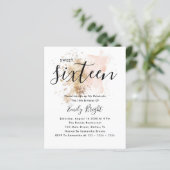 Budget Modern Stijlvol Roze Gold Sweet 16 Invite (Staand voorkant)