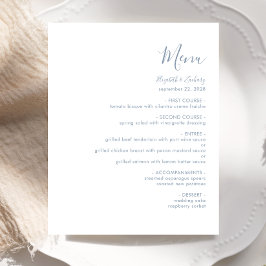Budget Modern Stofblauw Schrifttype Huwelijksmenu