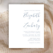 Budget Modern Stusty Blue Script Wedding Invitatio