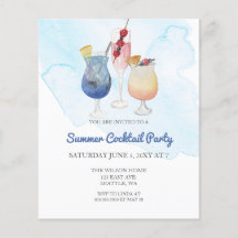 Budget Modern Summer Cocktail party Uitnodigingen