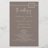Budget Modern Taupe Monogram Trouwprogramma Flyer (Voorkant)