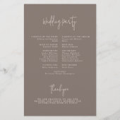 Budget Modern Taupe Monogram Trouwprogramma Flyer (Achterkant)