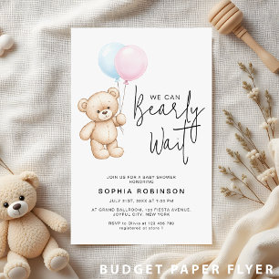 Budget Modern Teddy Bear Baby shower Uitnodiging Flyer