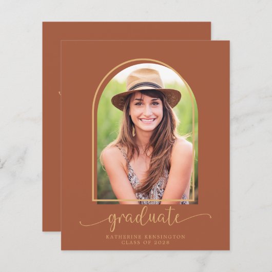 Budget Modern Terracotta Arch Photo Afstuderen (Voorkant / Achterkant)