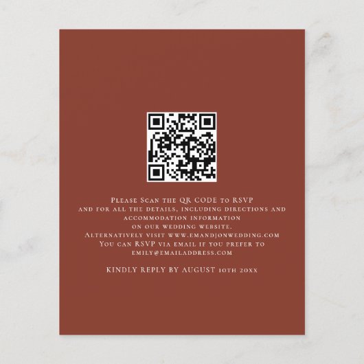 Budget Modern Terracotta Florals Wedding Invite (Achterkant)