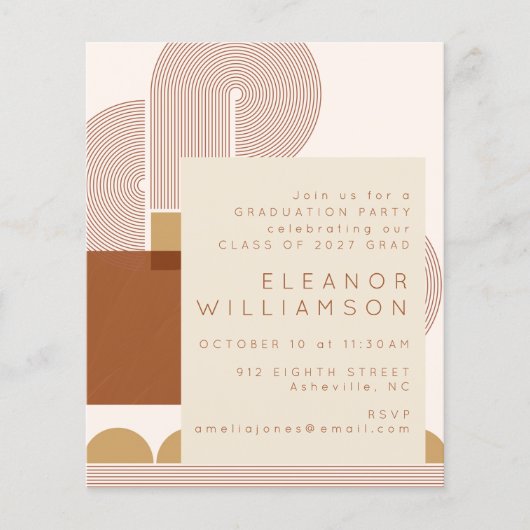 Budget Modern Terracotta Graduation Party Invite (Voorkant)