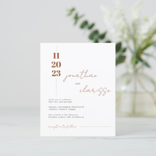 BUDGET Modern Terracotta Photo Wedding Invitation (Staand voorkant)