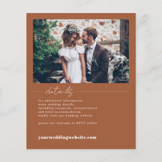 BUDGET Modern Terracotta Photo Wedding Invitation (Achterkant)