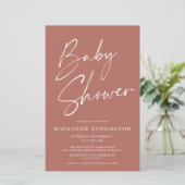 Budget Modern Terracotta Simple Script Baby shower (Staand voorkant)