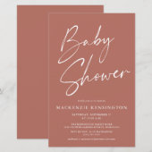 Budget Modern Terracotta Simple Script Baby shower (Voorkant / Achterkant)