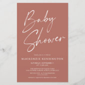 Budget Modern Terracotta Simple Script Baby shower (Voorkant)