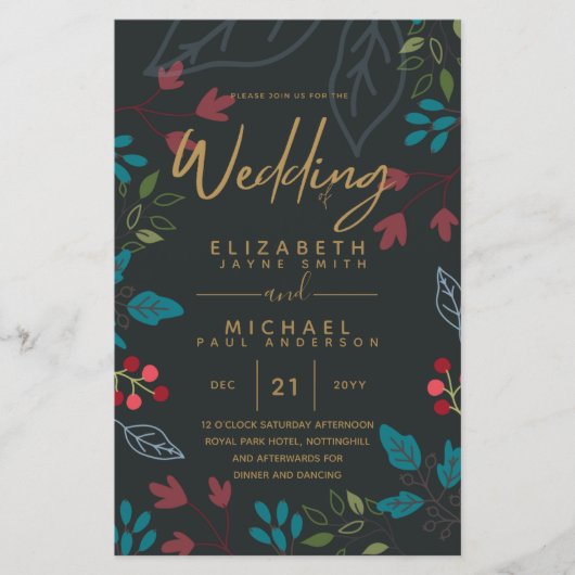 BUDGET Modern Tuin Bladeren Trouw Uitnodiging A9 (Voorkant)