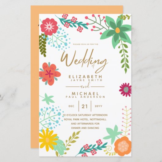 BUDGET Modern Tuin Bladeren Trouw Uitnodiging A9 (Voorkant / Achterkant)