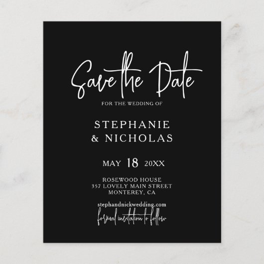 Budget Modern Typografie Script Save The Date Flyer (Voorkant)