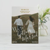 Budget Modern typography photo wedding Kaart (Staand voorkant)