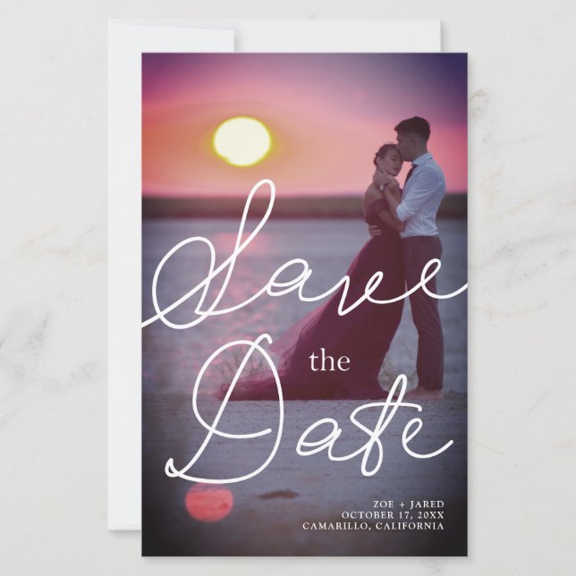 Budget Modern Typography Romantic Couple Photo (Voorkant)