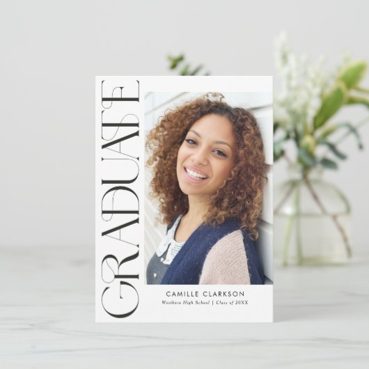 Budget Modern Vertical Two Photo Afstuderen Kaart (Staand voorkant)