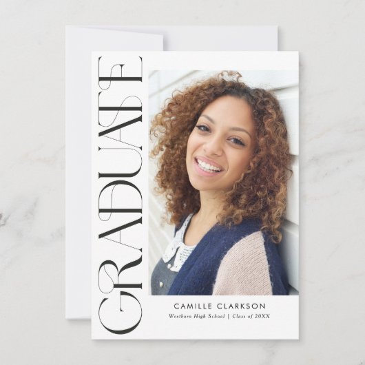 Budget Modern Vertical Two Photo Afstuderen Kaart (Voorkant)