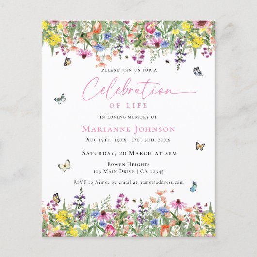 Budget Modern Viering van het leven Floral Memoria Flyer (Voorkant)