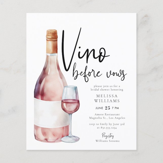Budget Modern Vino voor geloften Vrijgezellenfeest (Voorkant)