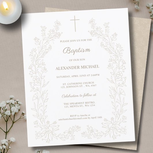 Budget Modern Vintage Floral Christian Baptism 