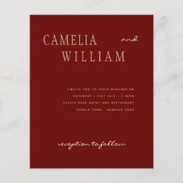 BUDGET Modern Wedding Burgundy Gold INVITE Flyer